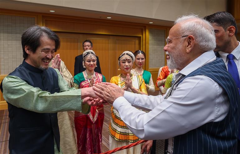 PM receives a rousing welcome by Indian community upon his arrival at a hotel in Tokyo, Japan on August 29, 2025.:Prime Minister's Office PM receives a rousing welcome by Indian community upon his arrival at a hotel in Tokyo, Japan on August 29, 2025.:Prime Minister