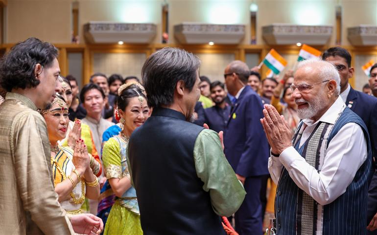 PM receives a rousing welcome by Indian community upon his arrival at a hotel in Tokyo, Japan on August 29, 2025.:Prime Minister's Office PM receives a rousing welcome by Indian community upon his arrival at a hotel in Tokyo, Japan on August 29, 2025.:Prime Minister