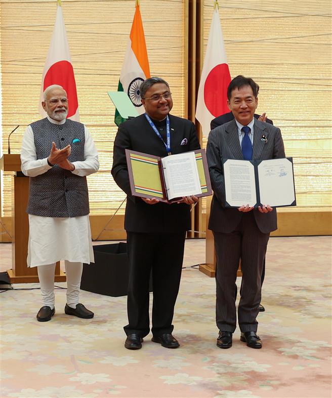 PM and the Prime Minister of Japan, Mr. Shigeru Ishiba witnessing the Exchange of MoUs between India and Japan in Tokyo, Japan on August 29, 2025.:Prime Minister's Office PM and the Prime Minister of Japan, Mr. Shigeru Ishiba witnessing the Exchange of MoUs between India and Japan in Tokyo, Japan on August 29, 2025.:Prime Minister