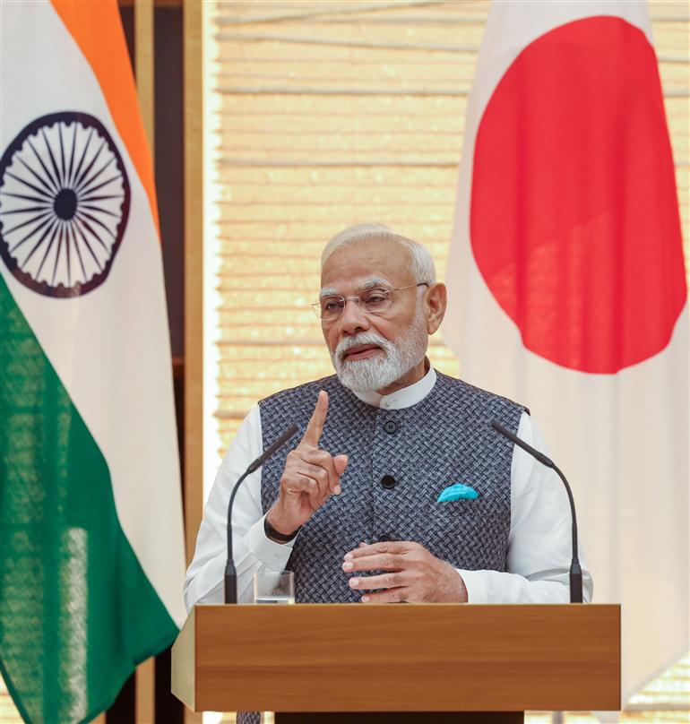 PM addressing at the Exchange of MoUs & Joint Press Statements in Tokyo, Japan on August 29, 2025.:Prime Minister's Office PM addressing at the Exchange of MoUs & Joint Press Statements in Tokyo, Japan on August 29, 2025.:Prime Minister