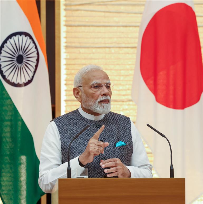 PM addressing at the Exchange of MoUs & Joint Press Statements in Tokyo, Japan on August 29, 2025.:Prime Minister's Office PM addressing at the Exchange of MoUs & Joint Press Statements in Tokyo, Japan on August 29, 2025.:Prime Minister