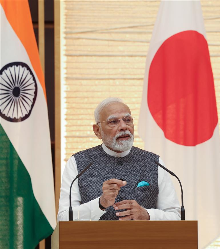 PM addressing at the Exchange of MoUs & Joint Press Statements in Tokyo, Japan on August 29, 2025.:Prime Minister's Office PM addressing at the Exchange of MoUs & Joint Press Statements in Tokyo, Japan on August 29, 2025.:Prime Minister