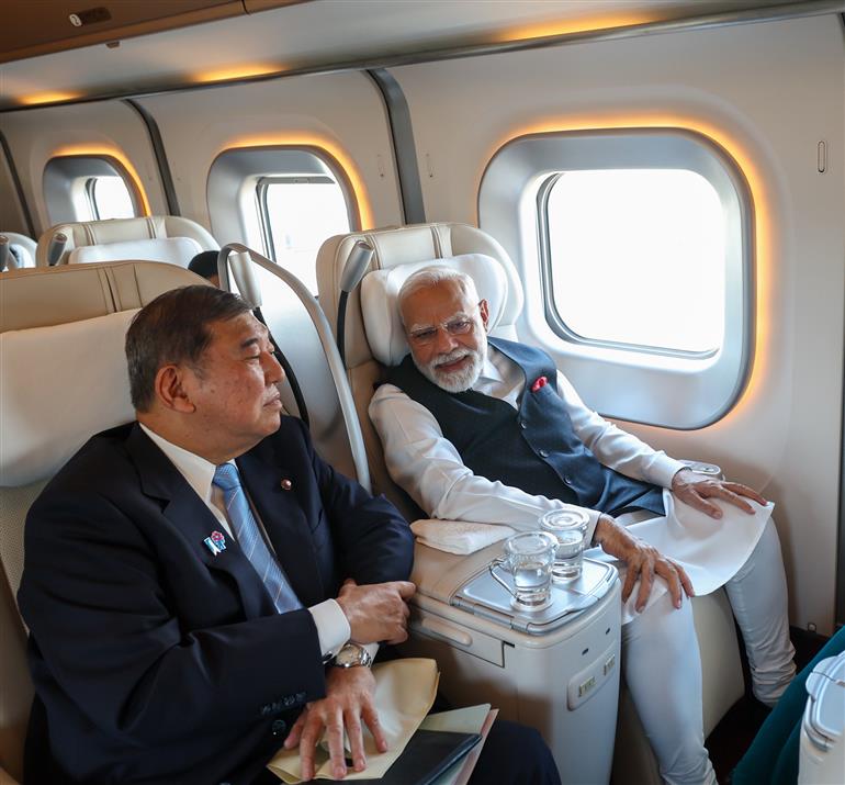 PM and the Prime Minister of Japan, Mr. Shigeru Ishiba travelled from Tokyo to Sendai by the Shinkansen (Hayabusa 17), Japan’s high-speed bullet train, in Japan on August 30, 2025.:Prime Minister's Office PM and the Prime Minister of Japan, Mr. Shigeru Ishiba travelled from Tokyo to Sendai by the Shinkansen (Hayabusa 17), Japan’s high-speed bullet train, in Japan on August 30, 2025.:Prime Minister
