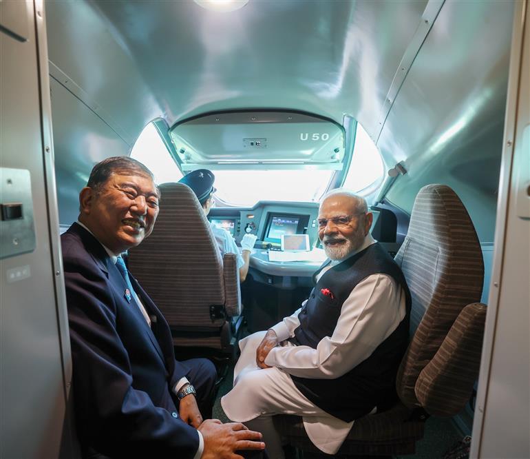 PM and the Prime Minister of Japan, Mr. Shigeru Ishiba travelled from Tokyo to Sendai by the Shinkansen (Hayabusa 17), Japan’s high-speed bullet train, in Japan on August 30, 2025.:Prime Minister's Office PM and the Prime Minister of Japan, Mr. Shigeru Ishiba travelled from Tokyo to Sendai by the Shinkansen (Hayabusa 17), Japan’s high-speed bullet train, in Japan on August 30, 2025.:Prime Minister