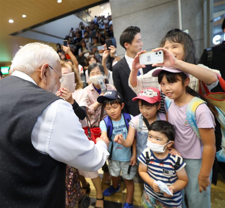 PM being welcomed with chants by enthusiastic crowd upon his arrival at Sendai, in Japan on August 30, 2025.:Prime Minister's Office PM being welcomed with chants by enthusiastic crowd upon his arrival at Sendai, in Japan on August 30, 2025.:Prime Minister