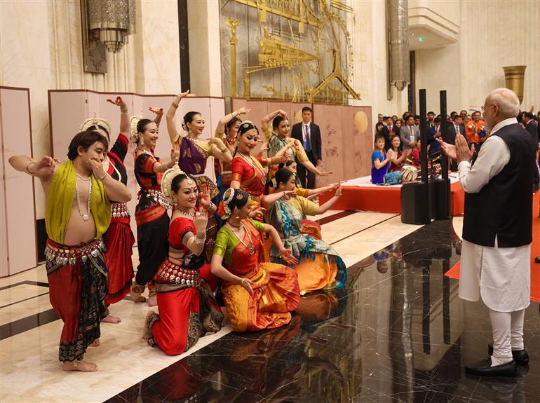 PM receives warm welcome by the Indian community at hotel in Tianjin, China on August 30, 2025.:Prime Minister's Office PM receives warm welcome by the Indian community at hotel in Tianjin, China on August 30, 2025.:Prime Minister