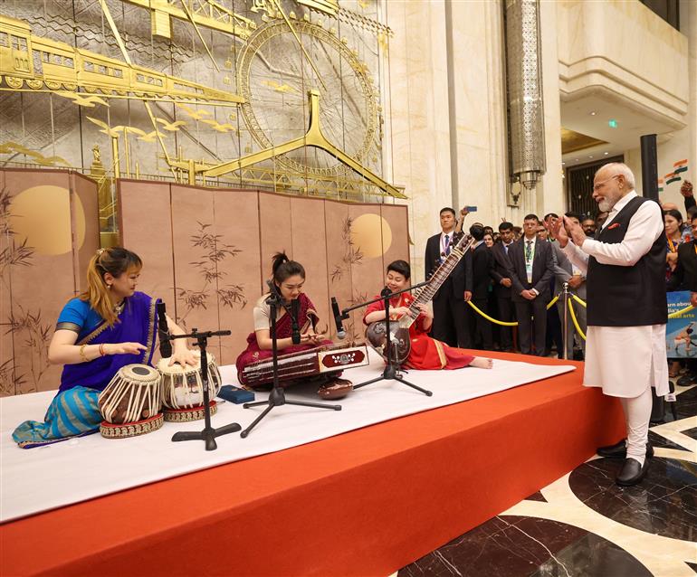 PM receives warm welcome by the Indian community at hotel in Tianjin, China on August 30, 2025.:Prime Minister's Office PM receives warm welcome by the Indian community at hotel in Tianjin, China on August 30, 2025.:Prime Minister