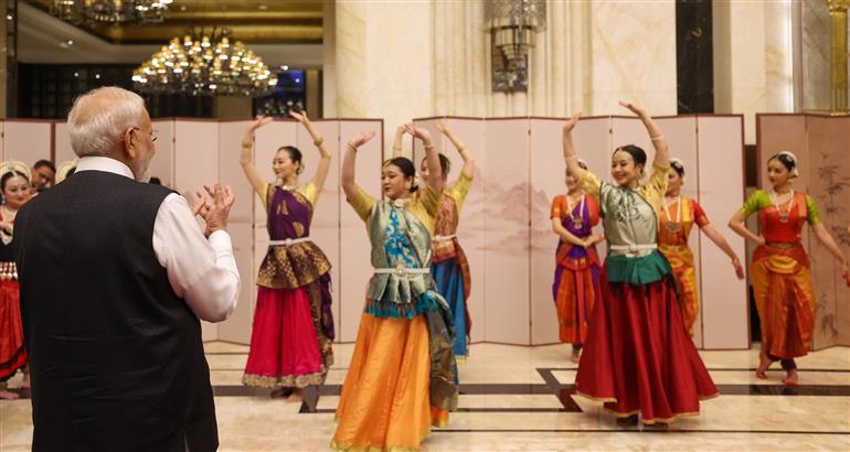 PM receives warm welcome by the Indian community at hotel in Tianjin, China on August 30, 2025.:Prime Minister's Office PM receives warm welcome by the Indian community at hotel in Tianjin, China on August 30, 2025.:Prime Minister