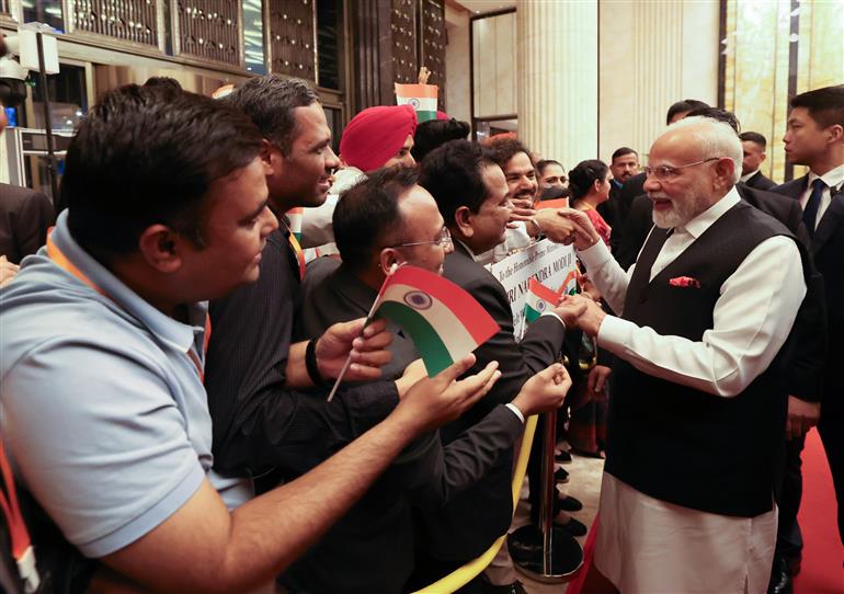 PM receives warm welcome by the Indian community at hotel in Tianjin, China on August 30, 2025.:Prime Minister's Office PM receives warm welcome by the Indian community at hotel in Tianjin, China on August 30, 2025.:Prime Minister