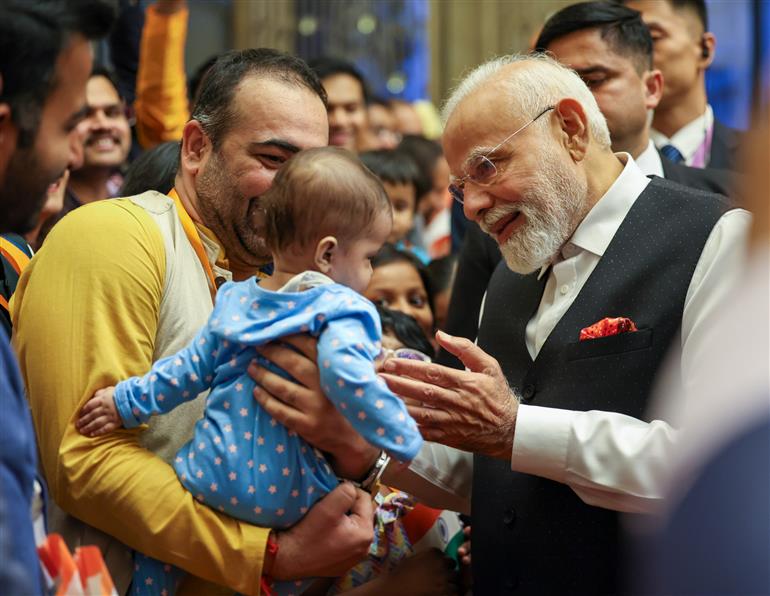 PM receives warm welcome by the Indian community at hotel in Tianjin, China on August 30, 2025.:Prime Minister's Office PM receives warm welcome by the Indian community at hotel in Tianjin, China on August 30, 2025.:Prime Minister