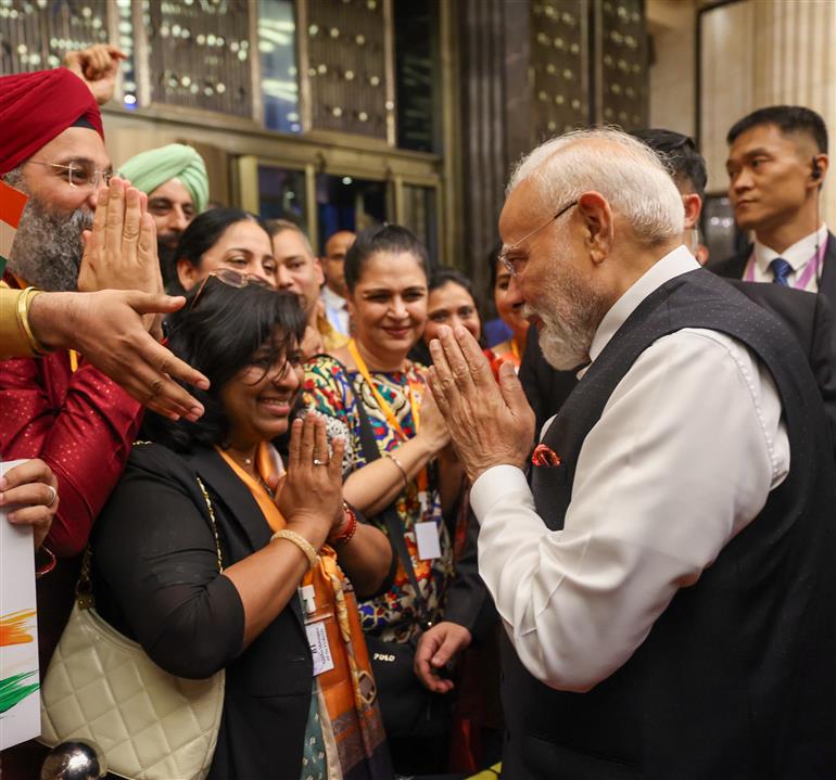 PM receives warm welcome by the Indian community at hotel in Tianjin, China on August 30, 2025.:Prime Minister's Office PM receives warm welcome by the Indian community at hotel in Tianjin, China on August 30, 2025.:Prime Minister