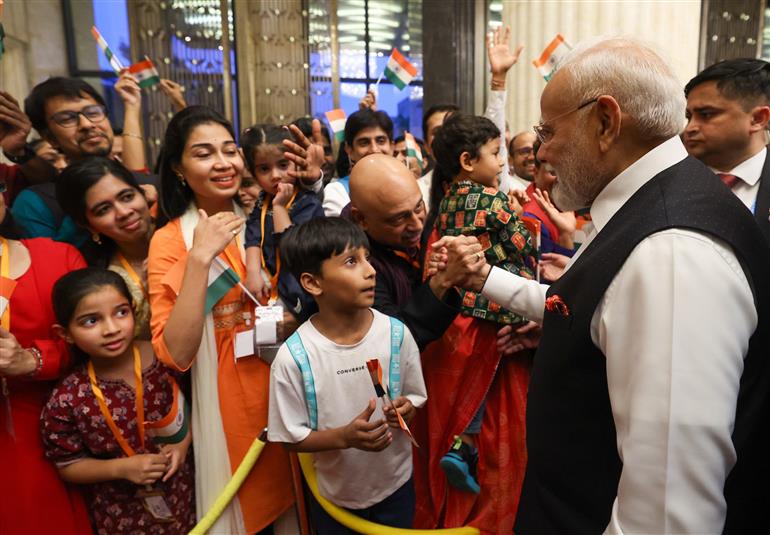 PM receives warm welcome by the Indian community at hotel in Tianjin, China on August 30, 2025.:Prime Minister's Office PM receives warm welcome by the Indian community at hotel in Tianjin, China on August 30, 2025.:Prime Minister