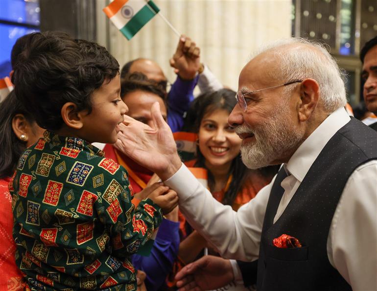 PM receives warm welcome by the Indian community at hotel in Tianjin, China on August 30, 2025.:Prime Minister's Office PM receives warm welcome by the Indian community at hotel in Tianjin, China on August 30, 2025.:Prime Minister