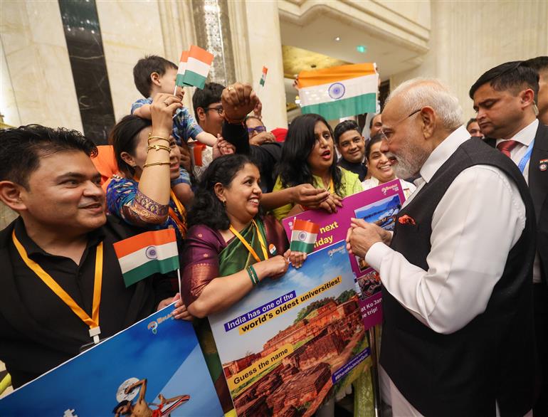 PM receives warm welcome by the Indian community at hotel in Tianjin, China on August 30, 2025.:Prime Minister's Office PM receives warm welcome by the Indian community at hotel in Tianjin, China on August 30, 2025.:Prime Minister