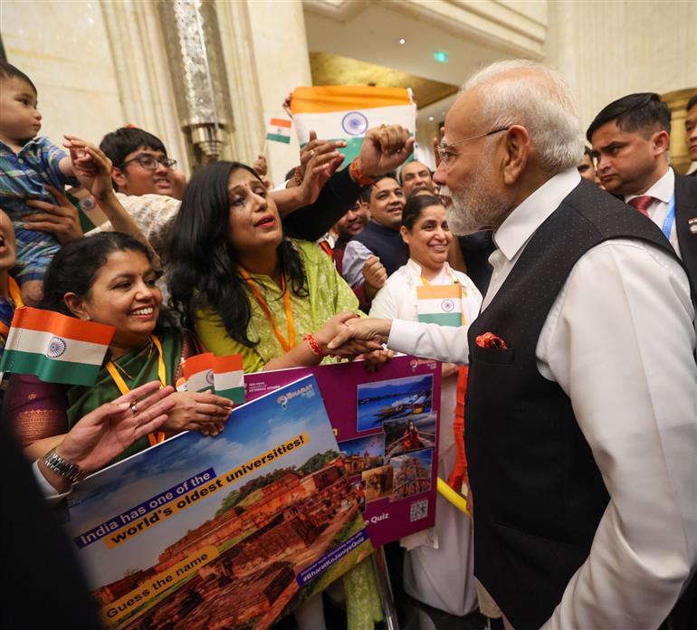 PM receives warm welcome by the Indian community at hotel in Tianjin, China on August 30, 2025.:Prime Minister's Office PM receives warm welcome by the Indian community at hotel in Tianjin, China on August 30, 2025.:Prime Minister