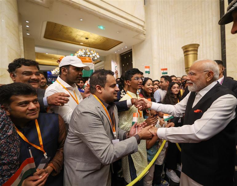 PM receives warm welcome by the Indian community at hotel in Tianjin, China on August 30, 2025.:Prime Minister's Office PM receives warm welcome by the Indian community at hotel in Tianjin, China on August 30, 2025.:Prime Minister