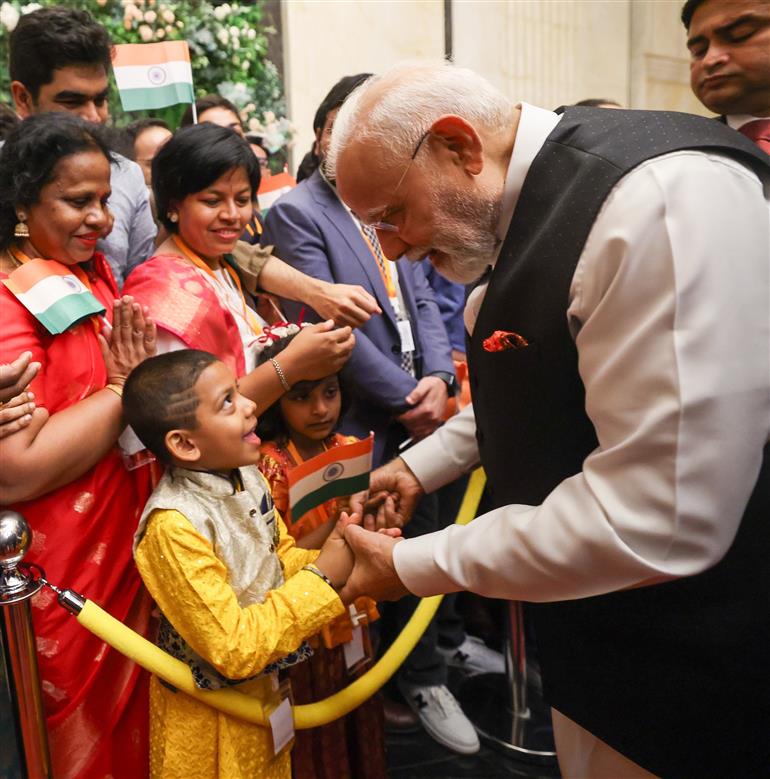 PM receives warm welcome by the Indian community at hotel in Tianjin, China on August 30, 2025.:Prime Minister's Office PM receives warm welcome by the Indian community at hotel in Tianjin, China on August 30, 2025.:Prime Minister
