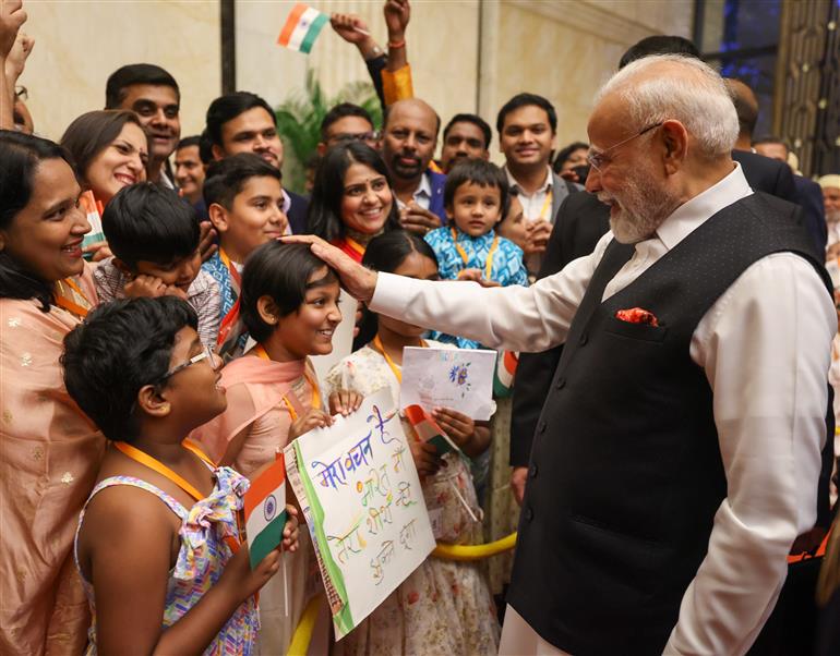 PM receives warm welcome by the Indian community at hotel in Tianjin, China on August 30, 2025.:Prime Minister's Office PM receives warm welcome by the Indian community at hotel in Tianjin, China on August 30, 2025.:Prime Minister
