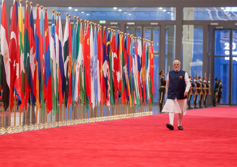 PM arrives for Official Reception for Heads of States/Heads of Governments at SCO Summit at Tianjin, in China on August 31, 2025.:Prime Minister's Office PM arrives for Official Reception for Heads of States/Heads of Governments at SCO Summit at Tianjin, in China on August 31, 2025.:Prime Minister