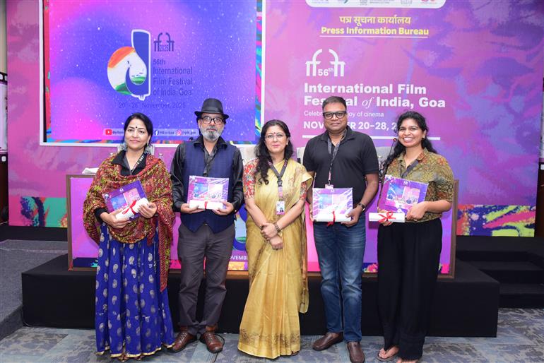 Glimpses of the Press Conference for the films Chalo India with Eric Ji, Vanya directed by Badiger Devendra and Chowk University Ka Vice Chancellor directed by Rajesh Amrohi and Savita Sharma Nagar during the 56th International Film Festival of India (IFFI) at the PIB Media Centre, in Goa on November 25, 2025.
