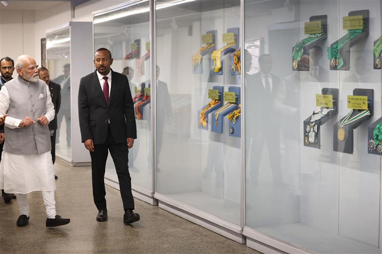 PM visited the Museum along with the Ethiopian Prime Minister, Dr. Abiy Ahmed Ali at Ethiopian National Palace, in Addis Ababa, Ethiopia on December 16, 2025.