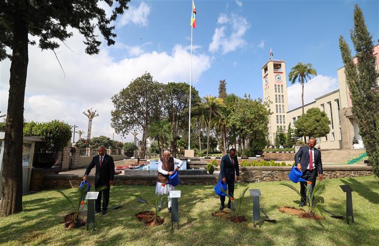 प्रधानमंत्री श्री नरेन्द्र मोदी ने 17 दिसंबर 2025 को इथियोपिया के अदीस अबाबा में ‘एक पेड़ माँ के नाम’ और इथियोपिया की ग्रीन लेगेसी पहल के तहत इथियोपियाई हाउस ऑफ पीपल्स रिप्रेज़ेंटेटिव्स परिसर में एक पौधा लगाया।:Prime Minister