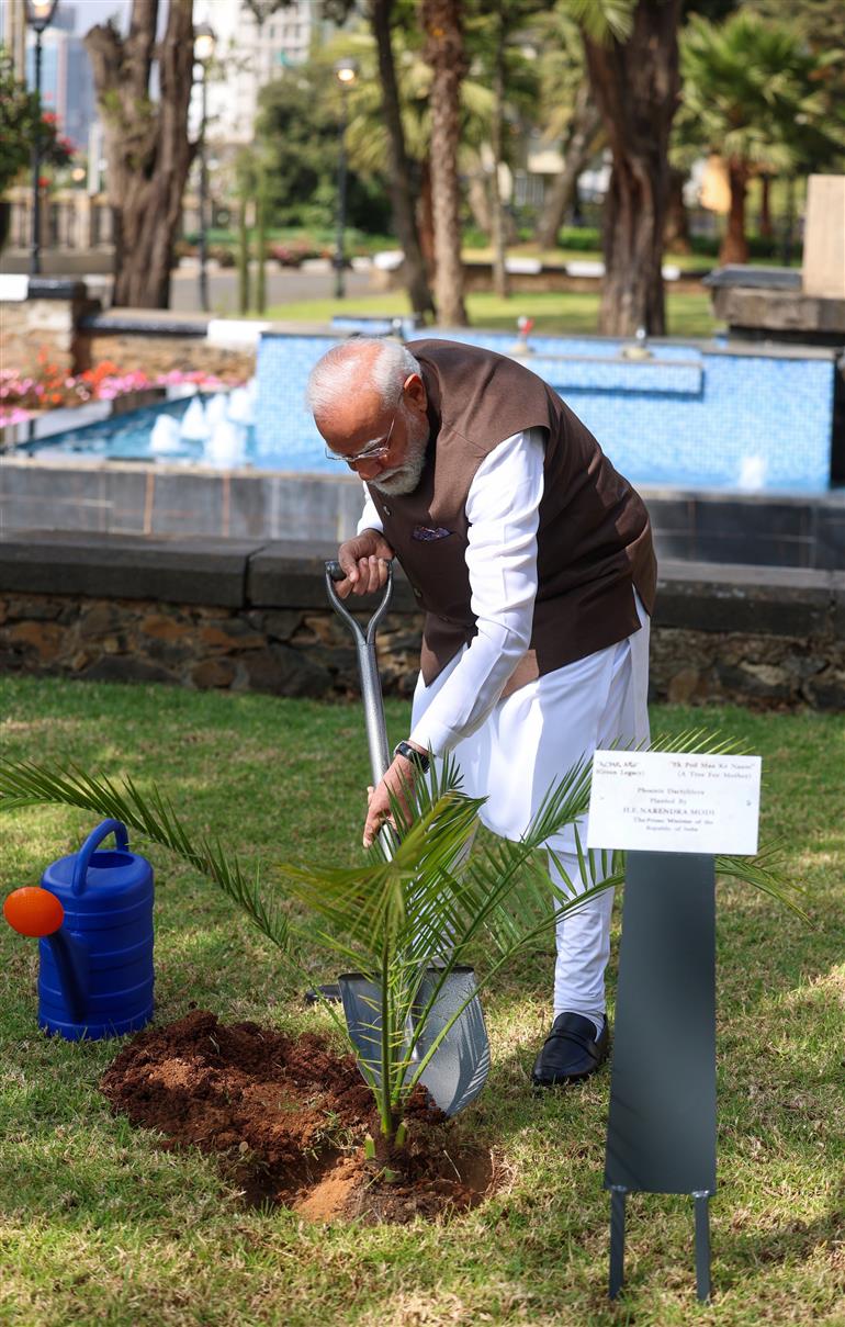 प्रधानमंत्री श्री नरेन्द्र मोदी ने 17 दिसंबर 2025 को इथियोपिया के अदीस अबाबा में ‘एक पेड़ माँ के नाम’ और इथियोपिया की ग्रीन लेगेसी पहल के तहत इथियोपियाई हाउस ऑफ पीपल्स रिप्रेज़ेंटेटिव्स परिसर में एक पौधा लगाया।:Prime Minister