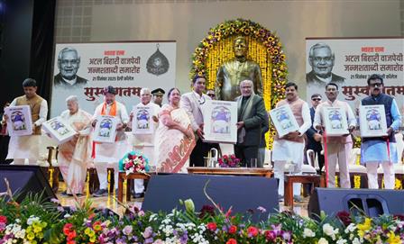 The Vice President Shri C. P. Radhakrishnan participated in the birth centenary celebrations of former Prime Minister Shri Atal Bihari Vajpayee ji, in Indore, Madhya Pradesh on December 21, 2025. The Governor of Madhya Pradesh, Shri Mangubhai Patel, Chief Minister of Madhya Pradesh, Dr Mohan Yadav along with other dignitaries were present on the occasion.