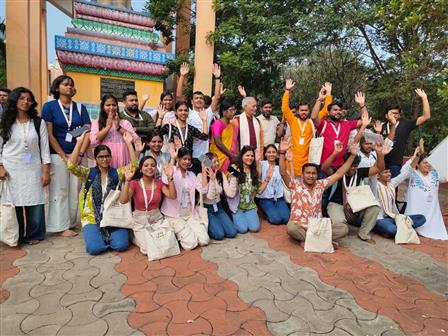 As part of Kashi Tamil Sangamam 4.0, students from Varanasi visited Sri Chandrasekharendra Saraswathi Viswa Mahavidyalaya, Tamil Nadu, for an immersive session on the Tamil language and culture under the theme Tamil Karkalam - Let us learn Tamil at Varanasi, in Uttar Pradesh on December 22, 2025.