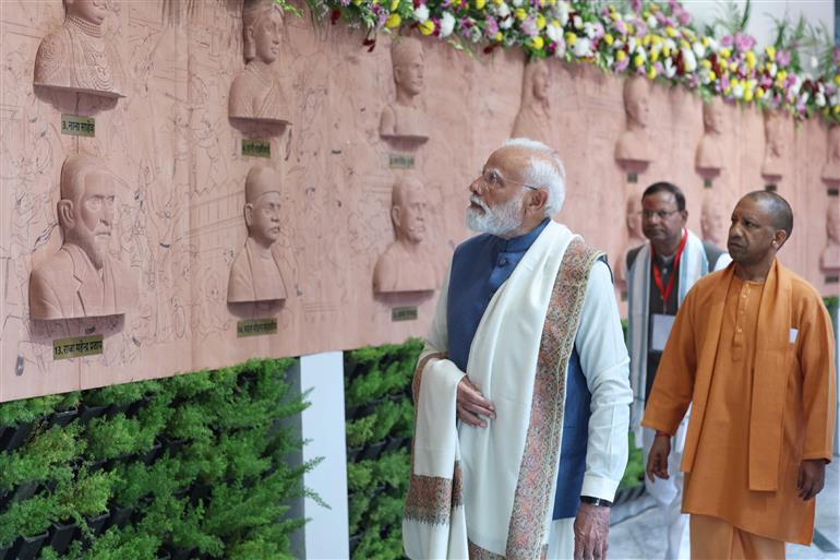 PM at the inauguration of the Rashtra Prerna Sthal at Lucknow, in Uttar Pradesh on December 25, 2025.