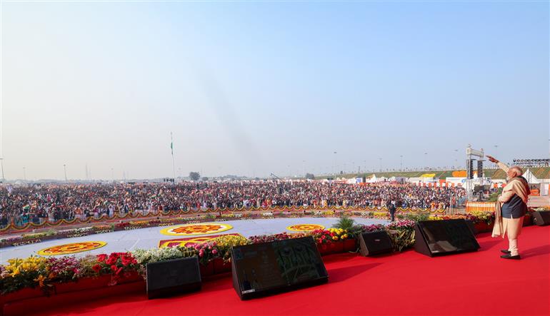 PM at the inauguration of the Rashtra Prerna Sthal at Lucknow, in Uttar Pradesh on December 25, 2025.
