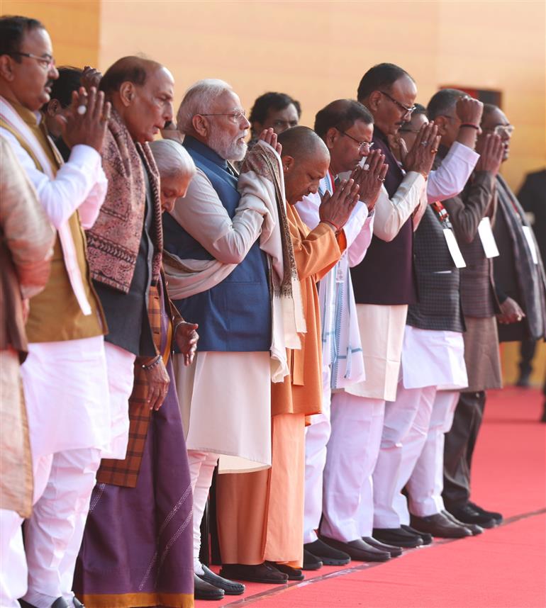 PM at the inauguration of the Rashtra Prerna Sthal at Lucknow, in Uttar Pradesh on December 25, 2025.