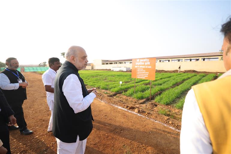 केंद्रीय गृह एवं सहकारिता मंत्री श्री अमित शाह 25 दिसंबर, 2025 को मध्य प्रदेश के रीवा में कृषक सम्मेलन में भाग लेते हुए।
