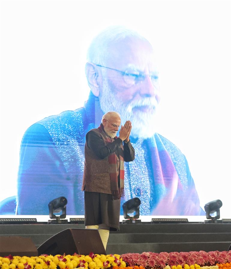 प्रधानमंत्री श्री नरेन्द्र मोदी 26 दिसंबर, 2025 को नई दिल्ली में वीर बाल दिवस कार्यक्रम में भाग लेते हुए।