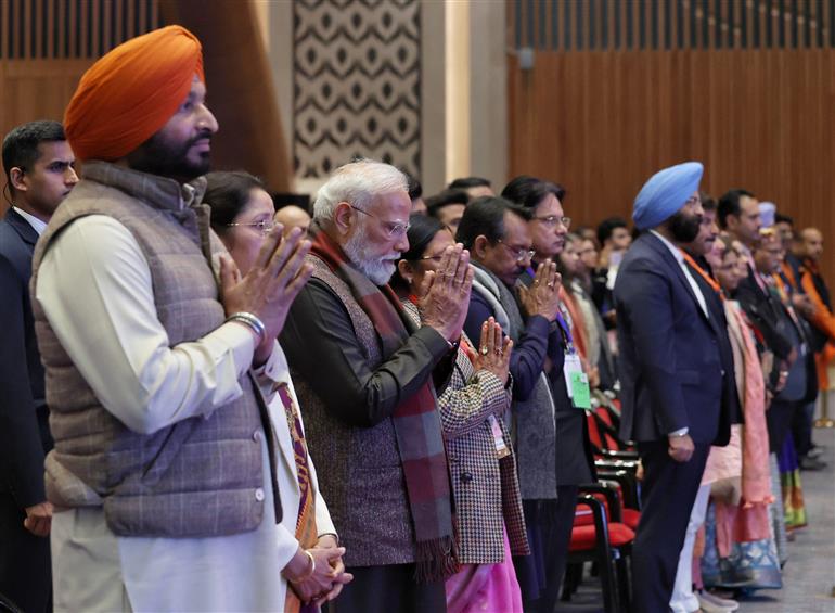 प्रधानमंत्री श्री नरेन्द्र मोदी 26 दिसंबर, 2025 को नई दिल्ली में वीर बाल दिवस कार्यक्रम में भाग लेते हुए।