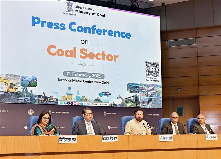The Union Minister for Coal and Mines, Shri G. Kishan Reddy addressing a Press Conference on Coal Sector at National Media Centre, in New Delhi on February 07, 2025.