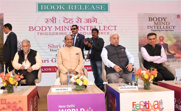 The Lok Sabha Speaker Shri Om Birla at the releasing of the two books ‘Stri: Beyond the Body’ and ‘Body Mind Intellect’ written by Mr. Gulab Kothari, in New Delhi on February 08, 2025.