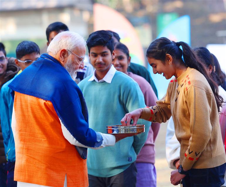 PM participates in 8th edition of Pariksha Pe Charcha (PPC), in New Delhi on February 10, 2025.