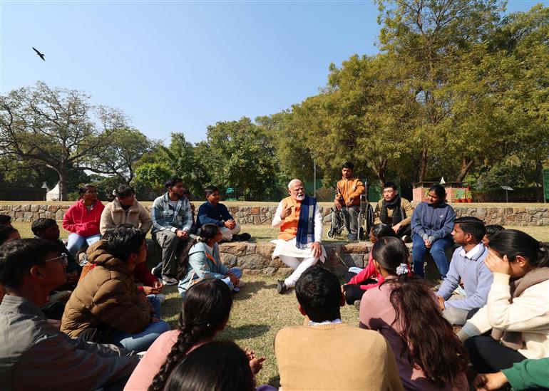 PM participates in 8th edition of Pariksha Pe Charcha (PPC), in New Delhi on February 10, 2025.