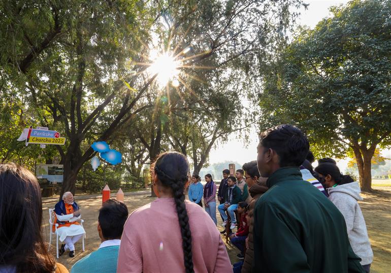 PM participates in 8th edition of Pariksha Pe Charcha (PPC), in New Delhi on February 10, 2025.