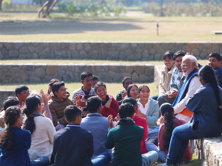 PM participates in 8th edition of Pariksha Pe Charcha (PPC), in New Delhi on February 10, 2025.