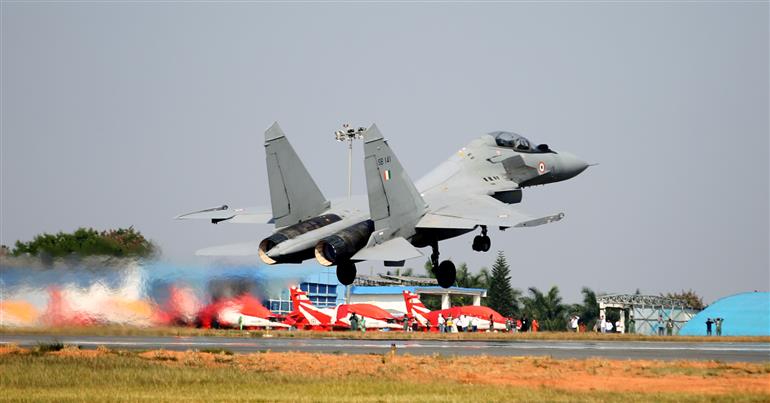 Glimpses of the airshow on the first public day of 15th Aero India in Bengaluru, Karnataka on February 13, 2025.