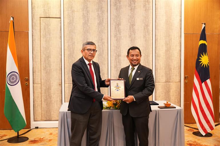 The Defence Secretary, Shri Rajesh Kumar Singh with the Secretary General of Ministry of Defence, Malaysia Mr Lokman Hakim Bin Ali at Kuala Lumpur, in Malaysia on February 19, 2025.