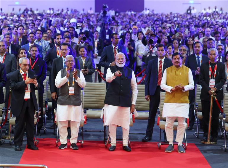 PM inaugurates the Global Investors Summit at Bhopal, in Madhya Pradesh on February 24, 2025.