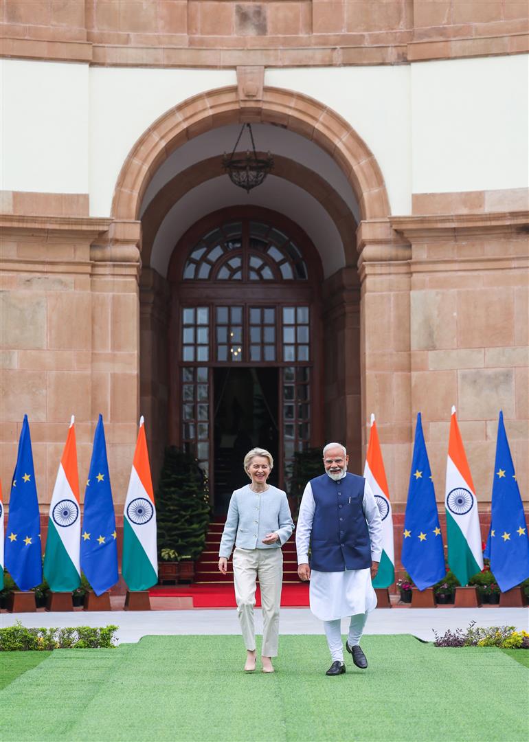 PM meets the President of the European Commission, Ms. Ursula Von Der Leyen at Hyderabad House, in New Delhi on February 28, 2025.
