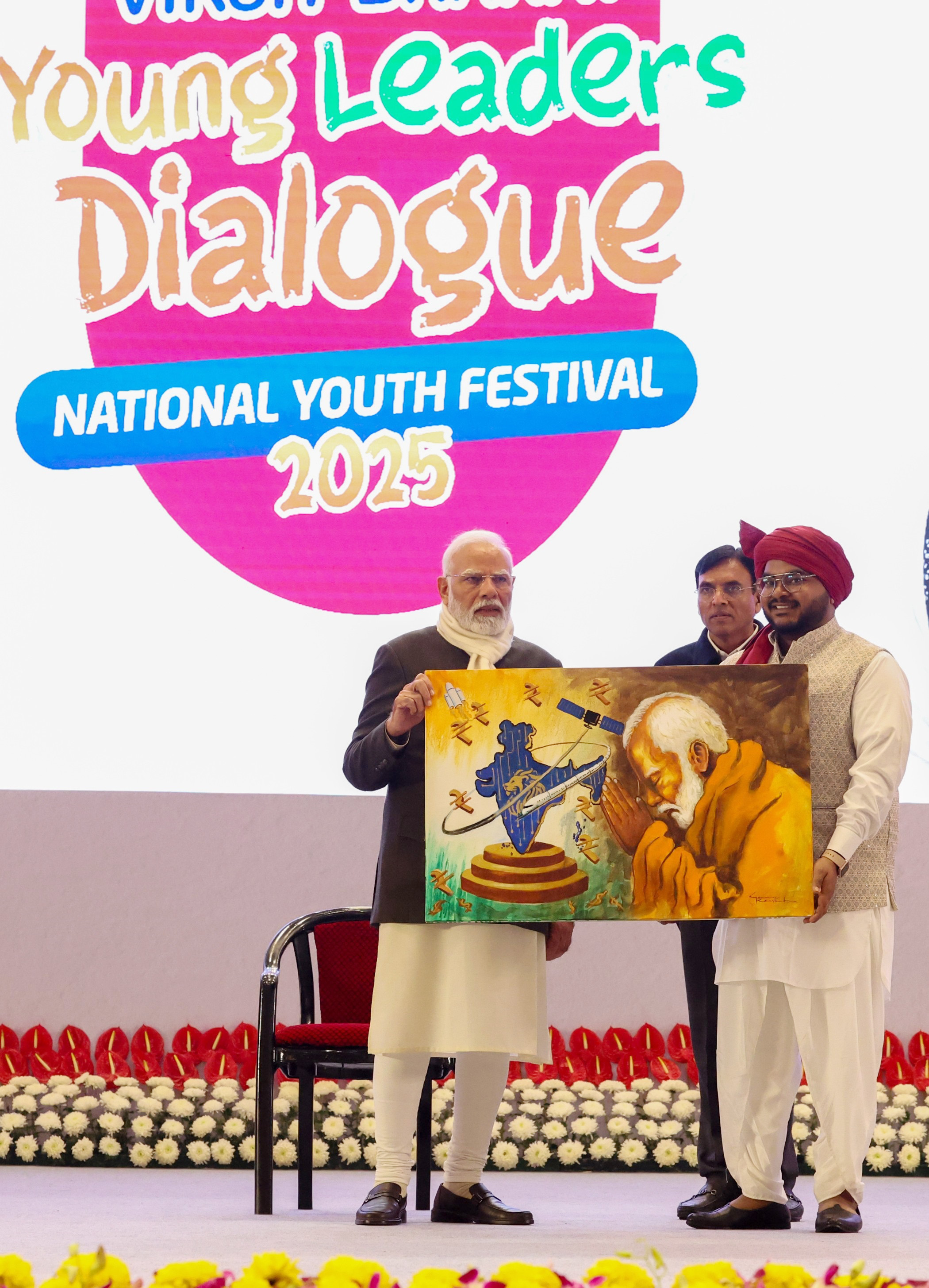 PM attends Viksit Bharat Young Leaders Dialogue 2025 at Bharat Mandapam, in New Delhi on January 12, 2025.