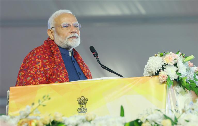 PM addressing at the inauguration and foundation stone laying of multiple development projects, in Delhi on January 03, 2025.