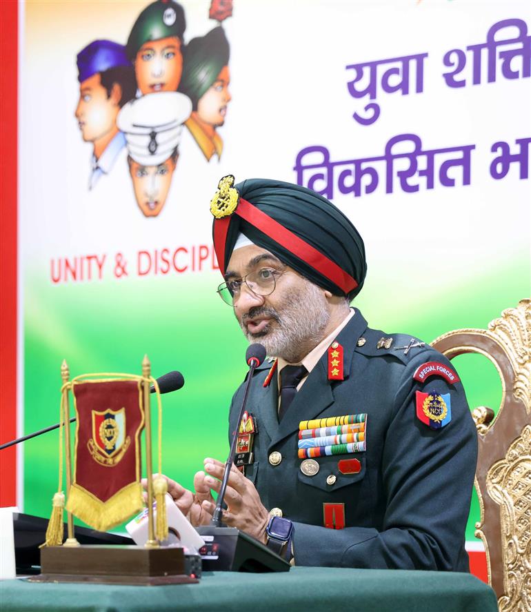 The DG, National Cadet Corps (NCC), Lt Gen Gurbirpal Singh addressing a press conference on NCC Republic Day Camp 2025 to mark his achievements in the last one year, in New Delhi on January 03, 2025.