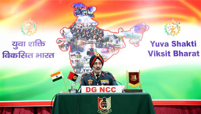The DG, National Cadet Corps (NCC), Lt Gen Gurbirpal Singh addressing a press conference on NCC Republic Day Camp 2025 to mark his achievements in the last one year, in New Delhi on January 03, 2025.