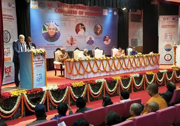 The Vice President of India, Shri Jagdeep Dhankhar addressing the gathering at the inauguration of the 27th International Congress of Vedanta at Jawaharlal Nehru University, in New Delhi on January 03, 2025.